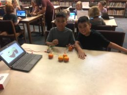 Students trying out MakeyMakey circuits